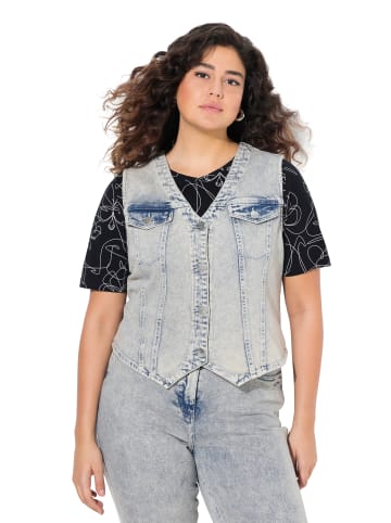 Ulla Popken Jeansweste in mattes jeansblau