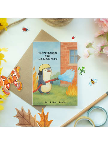 Mr. & Mrs. Panda Grußkarte Feuerwehrmann Leidenschaft Design mit... in Weiß