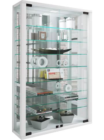 VCM  Wandvitrine Glasvitrine Vitrosa Mini Spiegel in Weiß