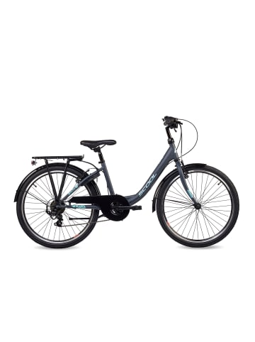 S'COOL Kinderfahrrad - chiX 24 Zoll 6-Gang | ab 8 Jahre - Dark Grey/Aqua