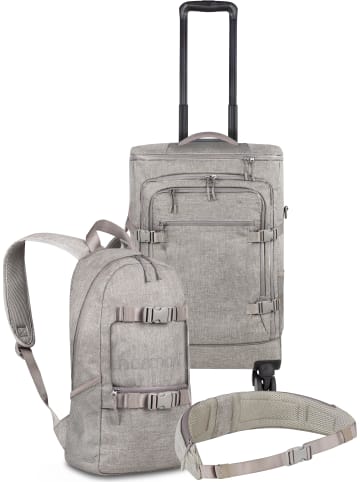 normani Reisetrolley mit kleinem 8L Rucksack und Hüftgurt in Beige
