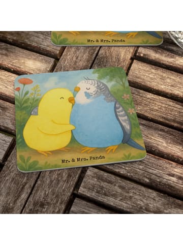 Mr. & Mrs. Panda Bierdeckel Wellensittich Liebe Design ohne Spruch in Weiß