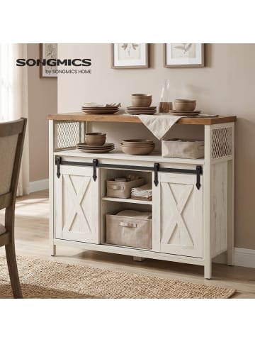VASAGLE Sideboard Daxton in Weiß-Braun - (B)33 x (H)80 x (T)100 cm