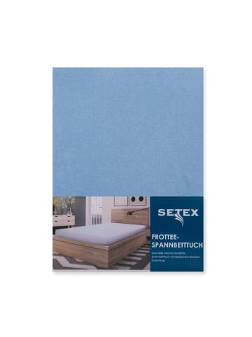 Setex Setex Frottee-Spannbettlaken in mittelblau