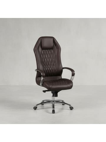 KADIMA DESIGN Chefsessel Echtleder | Multiblockwippmechanik, Lendenwirbelstütze in Braun