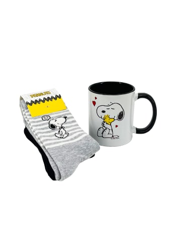 ONOMATO! 2er-Set: Socken und Tasse Peanuts Geschenk-Set in Schwarz
