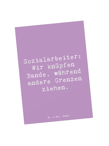 Mr. & Mrs. Panda Postkarte Spruch Sozialarbeiterin Einheite knüpfen... in Lavendeltraum