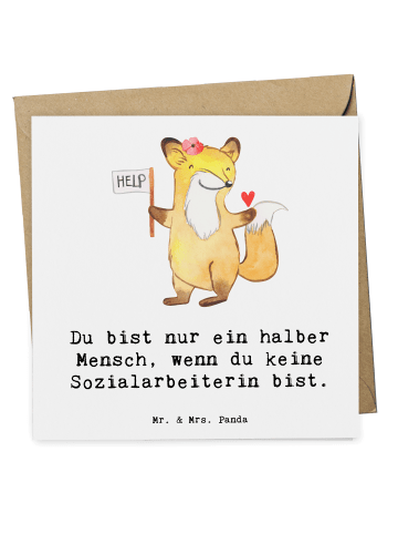 Mr. & Mrs. Panda Deluxe Karte Sozialarbeiterin Herz mit Spruch in Weiß