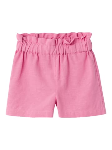 name it Leinen Sommer Shorts mit Markantem Gittermuster in Rosa