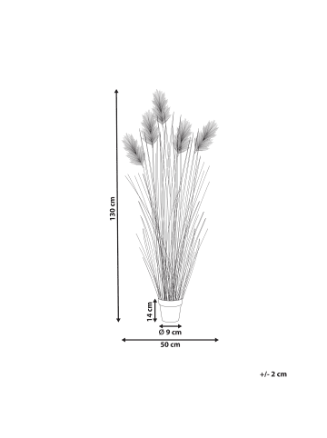 Beliani Kunstpflanze PAMPAS GRASS in Grün/Weiß/Schwarz - (W) 50 x (H) 130 x (L) 50 cm