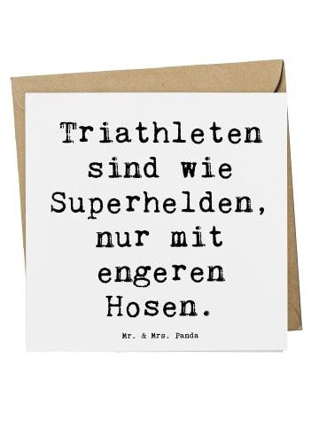 Mr. & Mrs. Panda Deluxe Karte Spruch Triathlon Superheld mit Spruch in Weiß