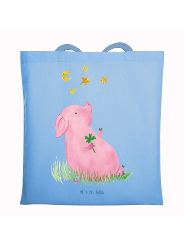 Mr. & Mrs. Panda Stofftasche Schwein Glück ohne Spruch in Sky Blue