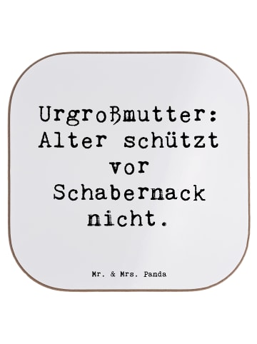Mr. & Mrs. Panda Untersetzer Urgroßmutter Schabernack mit Spruch in Weiß