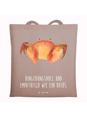 Mr. & Mrs. Panda Tragetasche Sternzeichen Krebs mit Spruch in Braun Pastell