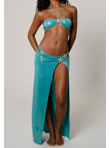 Moda Minx Maxirock Starfish Long Side Slit Skirt in Blue Shimmer