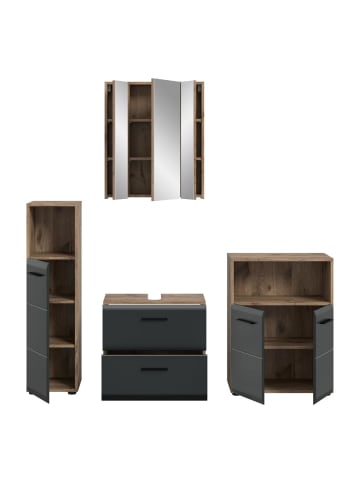 ebuy24 Badmöbelset Ice (4-teilig) Schwarz 180 x 30 cm