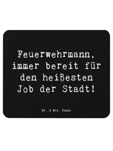 Mr. & Mrs. Panda Mauspad Spruch Feuerwehrmann Held mit Spruch in Schwarz