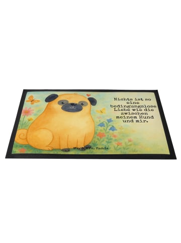 Mr. & Mrs. Panda fußmatte Mops Design mit Spruch in Weiß