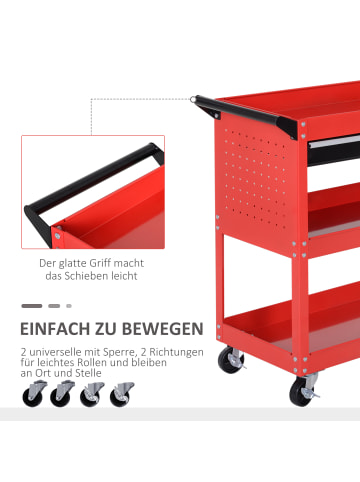 HOMCOM Werkstatt-Rollwagen in Schwarz & rot 82L x 35B x 76H cm
