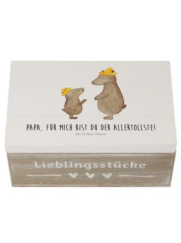 Mr. & Mrs. Panda Holzkiste Bären mit Hut mit Spruch in Weiß