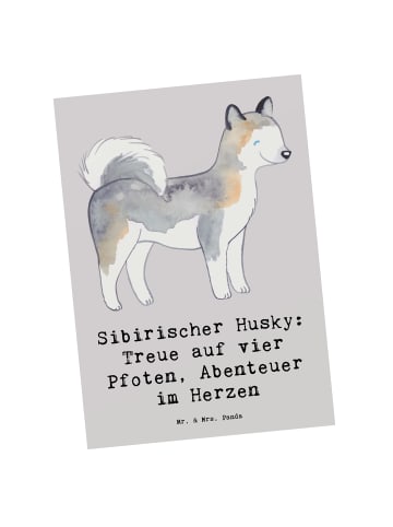 Mr. & Mrs. Panda Ansichtskarte Sibirischer Husky mit Spruch in Grau Pastell