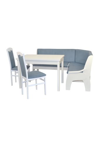 möbel-direkt 4tlg. Eckbankgruppe 125x165 cm Schenkelmaß in weiß/blau