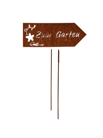 UNUS Gartenstecker Rost Schild zum Garten in Braun