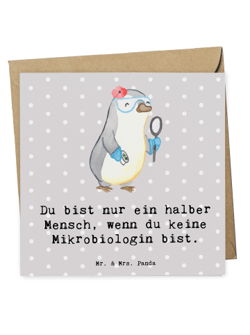 Mr. & Mrs. Panda Deluxe Karte Mikrobiologin Herz mit Spruch in Grau Pastell