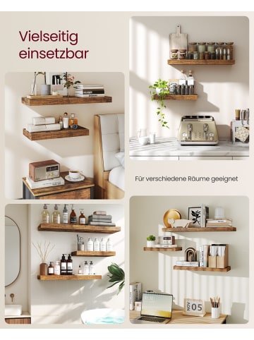 VASAGLE 3er-Set: Wandregal in vintage - (B)60 x (H)3.8 x (T)20 cm