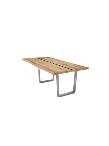 58 aufm Kessel BAUMKANTENTISCH Dannie 8 160x77x90 Massivholztisch Wildeiche geölt