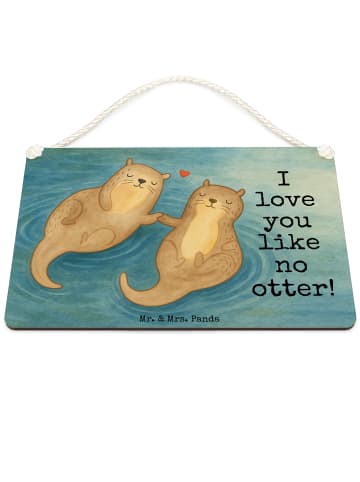 Mr. & Mrs. Panda Deko Schild Otter Hände halten Design mit Spruch in Weiß