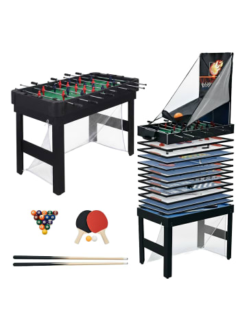 relaxdays Spieltisch "20 in 1" in Schwarz - (B)107 x (H)81 x (T)60,5 cm