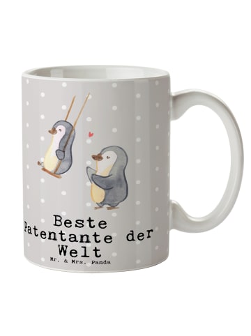 Mr. & Mrs. Panda Tasse Pinguin Beste Patentante der Welt mit Spruch in Grau Pastell