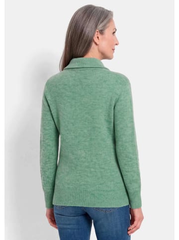 GOLDNER Melange-Cardigan mit Reißverschluss in hellgrün / melange