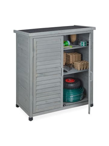 relaxdays Gartenschrank in Grau - (B)86,5 x (H)97 x (T)47 cm