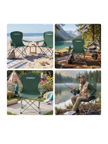 relaxdays 2 x Camping Stuhl in Grün