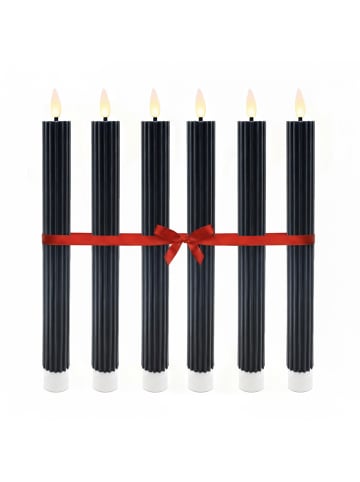 relaxdays 6 x LED Stabkerzen in Schwarz