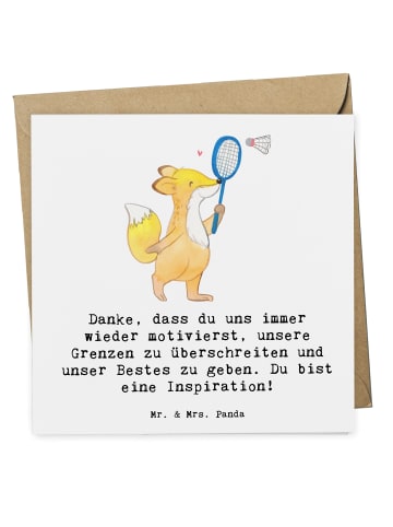 Mr. & Mrs. Panda Deluxe Karte Badminton Trainerin Inspiration mi... in Weiß