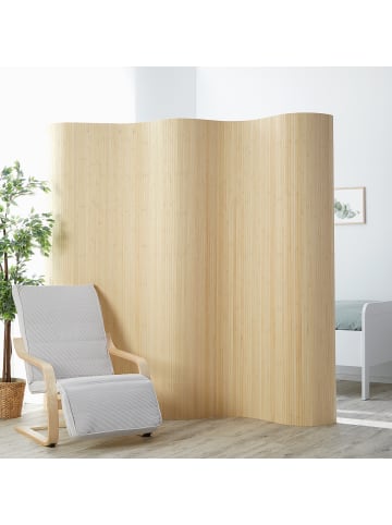 Homestyle4u Paravent Raumteiler in Hellbraun 250x200 cm