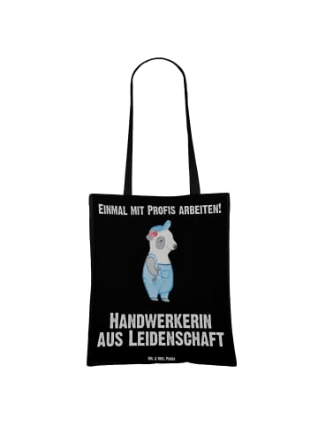Mr. & Mrs. Panda Tragetasche Handwerkerin Leidenschaft mit Spruch in Schwarz