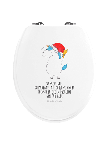 Mr. & Mrs. Panda Toilettenbrille Einhorn Weihnachtsmann mit Spruch in Weiß