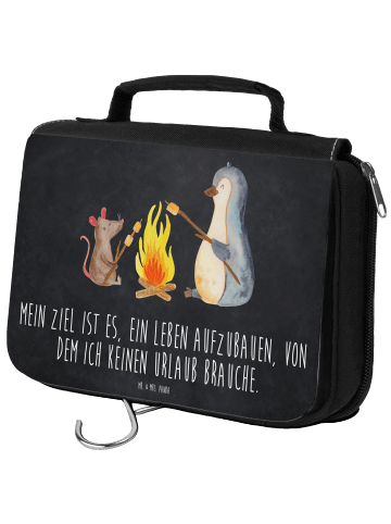 Mr. & Mrs. Panda Toilettentasche Pinguin Lagerfeuer mit Spruch in Kreidetafel