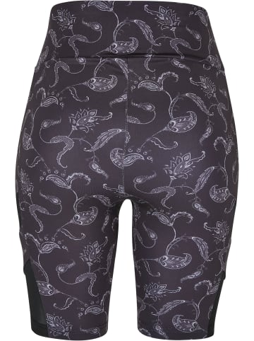 Urban Classics Urban Classics Damen Ladies High Waist Tech Mesh AOP Cycle Shorts in blackpaisley