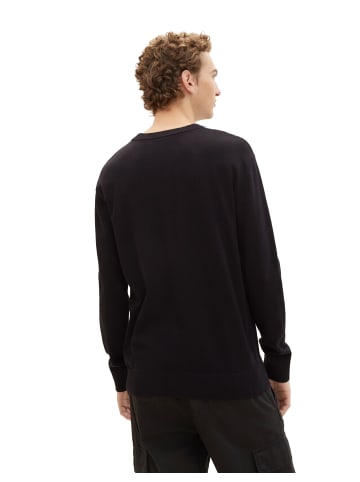 TOM TAILOR Denim Strickpullover in black blue vertical block