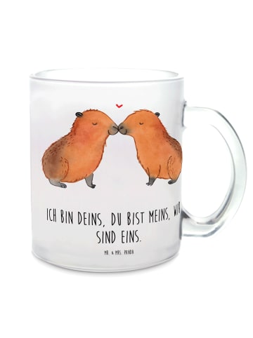 Mr. & Mrs. Panda Kaffeetasse Capybara Liebe mit Spruch in Transparent