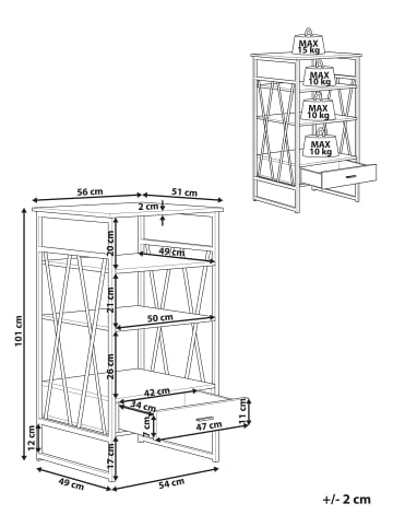 Beliani Bücherregal KEENE in Braun/Schwarz - (W) 56 x (H) 101 x (L) 51 cm