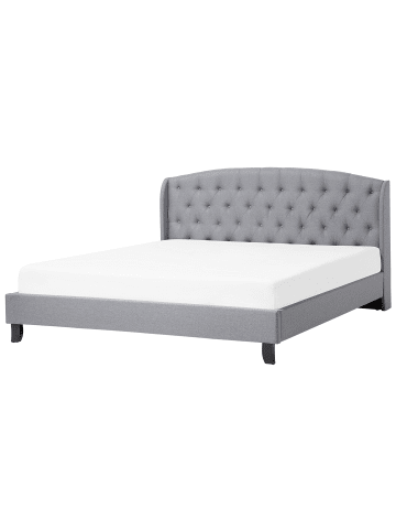 Beliani Doppelbett BORDEAUX in Grau/Schwarz - (W) 189 x (H) 106 x (L) 221 cm