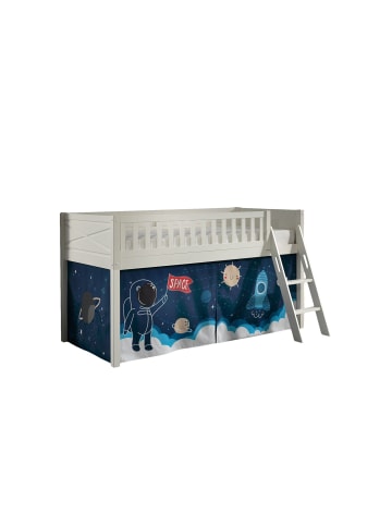 58 aufm Kessel KINDERBETT Karyl 208x114x135 Massivholz Weiß Textilset Rakete