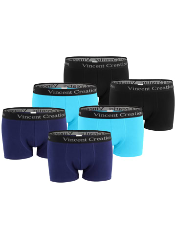 Vincent Creation® Boxershorts-Hipster 6 Stück in marine/türkis/schwarz