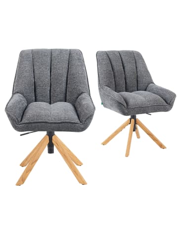 DUBI Möbel 2er-Set: Bürostuhl Mika-Hedi in Grau - (B)60 x (H)89 x  (T)68 cm